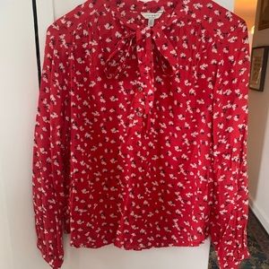 Lucky brand red floral neck tie shirt
